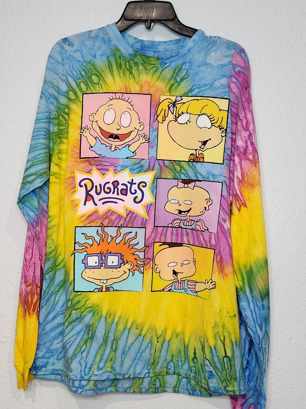 Nickelodeon Rugrats Tie-Dye Long Sleeve Shirt - Blue, Yellow, Purple, Pink